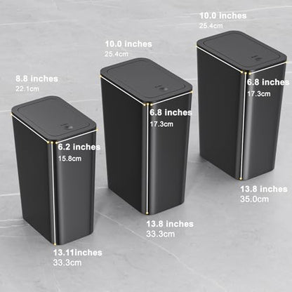 N. NETDOT Bathroom Trash Can with Lid 3 Pack Set, 2 Packs 4 Gal Slim Kitchen Trash Bin and 1 Pack 2.6Gal Garbage Can, Small Trash Can/Trash Bin/Waste Basket for Bedroom (Black, Pack of 3) - color: Black, size: 2 X 4 Gal & 1 X 2.6 Gal