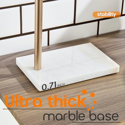 Hand Towel Bar for Bathroom Vanity Countertop 1-Tier Towel Holder Free Stand with Heavy Marble Base Thicken Steady, Champagne Bronze Stainless Steel AN7002CPG - color: Champagne Bronze, size: 1-Bar