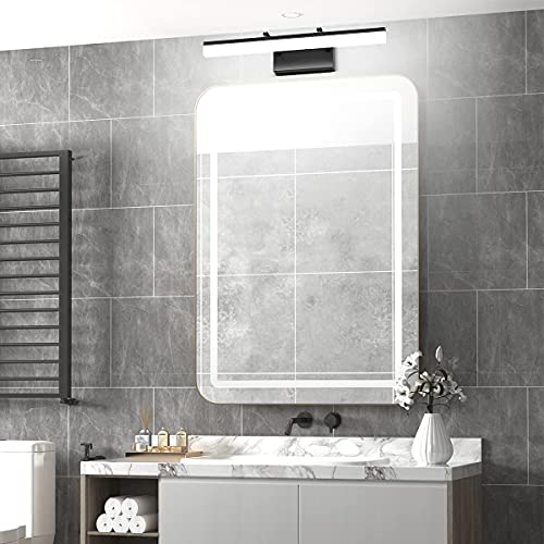 Aipsun 19.7 inch Modern Black Vanity Light Adjustable LED Bathroom Light Fixture Over Mirror Rotatable Vanity Lighting 5500K - color: Black, size: 19.7 in