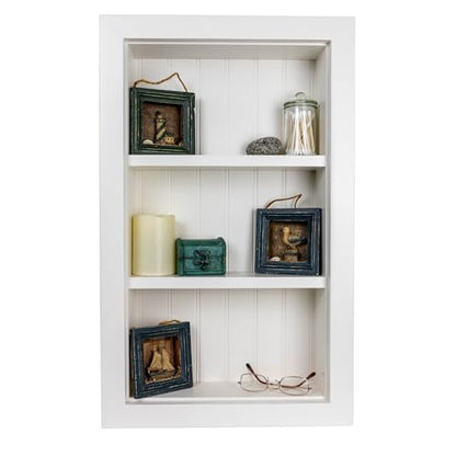 BLC 16x24 Recessed Wall Niche Medicine Cabinet, in the Wall Bathroom Cabinet 3 Shelf/Shelves, Made in North America, Real Wood, NO MDF, White