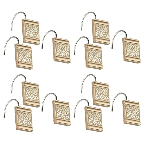 Zahari Home 13pc Sinatra Bathroom Shower Curtain Set - Gold Curtain & 12 Champagne Hooks - Luxury Fabric Bling Unique Beautiful Set - color: Sinatra Champagne Gold, style: Shower Curtain and 12 Shower Hooks