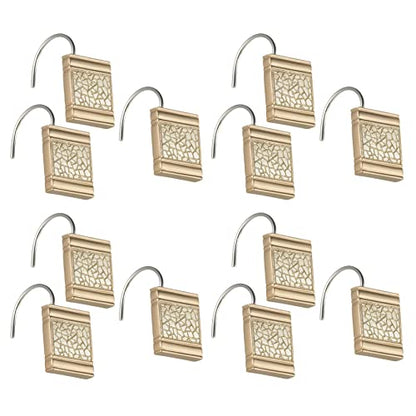 Zahari Home 13pc Sinatra Bathroom Shower Curtain Set - Gold Curtain & 12 Champagne Hooks - Luxury Fabric Bling Unique Beautiful Set - color: Sinatra Champagne Gold, style: Shower Curtain and 12 Shower Hooks