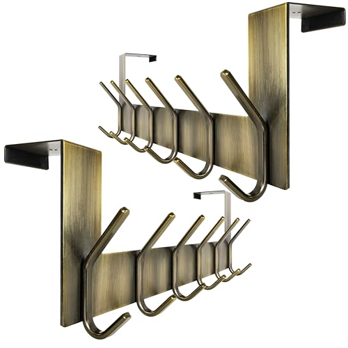 WEBI Over The Door Hooks for Clothes:Door Hanger,Over The Door Towel Rack,Door Coat Hanger Door Coat Rack for Hanging Towels,Hats,Behind Back of Bathroom,Bronze,2 Packs - color: Z Bronze, size: 2 Pack