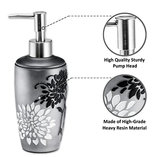 Zahari Home 4pc Erica Bathroom Accessories Sets Modern Classic Soap Dispenser, Tumbler, Tooth Brush Holder and Soap Dish Holder Unique Design Grey Bathroom Set - color: Erica, style: 4 Piece Set