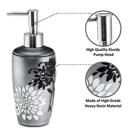 Zahari Home 4pc Erica Bathroom Accessories Sets Modern Classic Soap Dispenser, Tumbler, Tooth Brush Holder and Soap Dish Holder Unique Design Grey Bathroom Set - color: Erica, style: 4 Piece Set