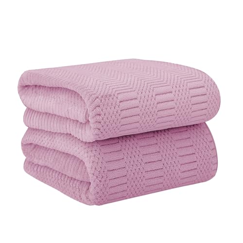 JML Microfiber Bath Towels, Purple, 30" x 60", 2 Pack | Hanging Hook, Lint Free, Oversized, Soft, Super Absorbent, Fast Drying, Use for Sport, Fitness, Yoga, Diamond Cross Grid - color: Diamond Cross Grid Purple, size: 2 Pack (30 in x 60 in)