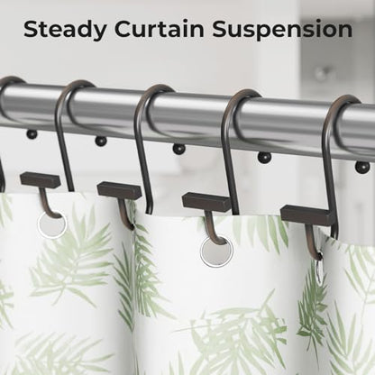 Bathway Shower Curtain Hooks, Shower Curtain Rings Rust Proof, 12PCS Shower Hooks for Shower Curtain, T-Bar Design Convenient Elegant Shower Curtain Hangers for Bathroom Kitchen Wardrobe, Bronze - color: Bronze