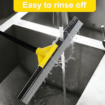 Heavy Duty Floor Squeegee with 50.8" Metal Long Handle for Concrete, Tile, Bathroom Glass & Window Cleaning - 17" Rubber Blade Removes Garage & Shower Standing Water