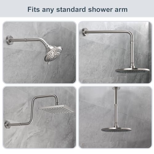 BRIGHT SHOWERS Shower Arm Extender for Rain and Handheld, 6 Inch Extension Arm, Pipe Extension for Lowering Showerhead, Brushed Nickel - color: Brushed Nickel, style: 6 Inch Extension