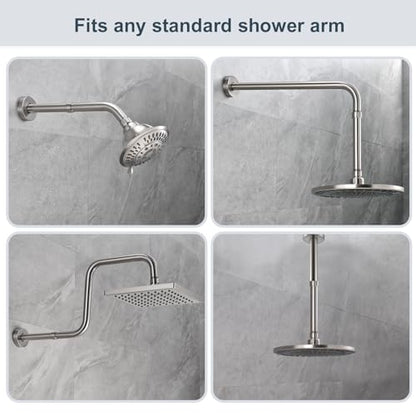 BRIGHT SHOWERS Shower Arm Extender for Rain and Handheld, 6 Inch Extension Arm, Pipe Extension for Lowering Showerhead, Brushed Nickel - color: Brushed Nickel, style: 6 Inch Extension