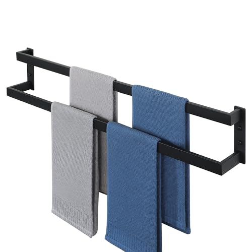 Alise Double Towel Bar, 32" Double Towel Racks for Bathroom, Matte Black | Bathroom Towel Rack Wall Mounted, 3.54" Wide Faster Drying, Ladder Design, SUS304 Stainless Steel - color: Matte Black, size: 32-inch
