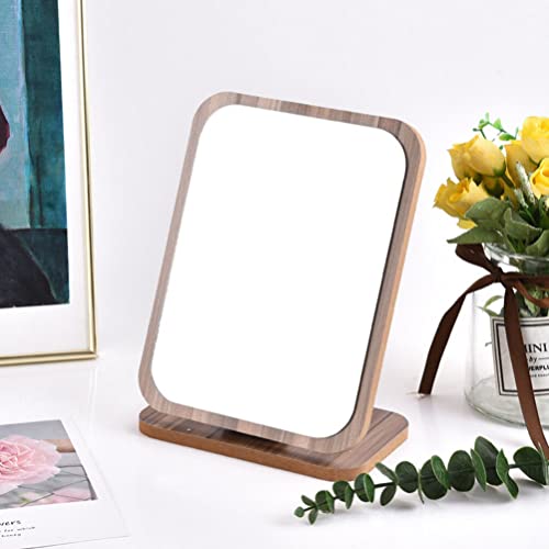 Beaupretty Fold Down Desk Vanity Makeup Mirror Makeup Mirror with Stand Wooden Desktop Folding Table Desk Countertop Bathroom Make Up Foldable Desk Table