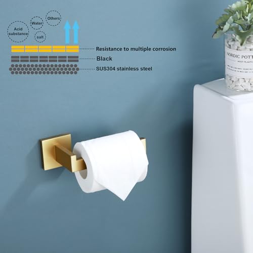 KOKOSIRI Gold Toilet Paper Holder Toilet Roll Holder for Bathroom Kitchen Washroom T-304 Stainless Steel Wall Mounted, 2 Pack, B2003BG-P2 - color: Brushed Gold, size: Without Shelf(2 Pack)