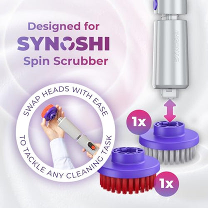 Synoshi PRO Round Brush Set (2 Units) for Electric Spin Scrubber | Brush For Bathroom, Shower, Floor And Tiles. Electric Spin Scrubber Heads For Cleaning