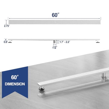 Neodrain 60" Linear Shower Drain, Brushed 304 SS Bathroom Linear Drain,cUPC | Brushed Nickel Shower Drain with Quadrato Grate& Adjustable Feet, Long Rectangle Shower Floor Drain in Bathroom, Balcony etc - color: Brushed Nickel, size: 60 In