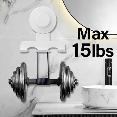 Shower Suction Razor Holder, Stainless Steel No-Drill Bathroom Hook | Reusable, Waterproof & Rustproof, Holds Up to 15 lbs – Fits Razors, Towels, Loofahs, Glass Doors & Tiles,White 2-Pack - color: White