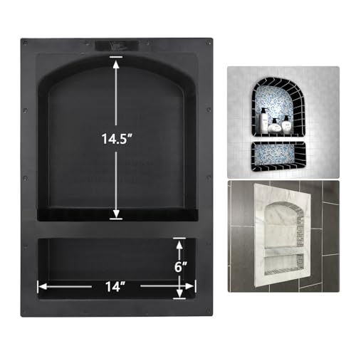 Uni-Green Recessed Shower Niche 17X25 Arch Double Shelf-Shower Cube for Organizer Storage or Shampoo and Toiletry Storage