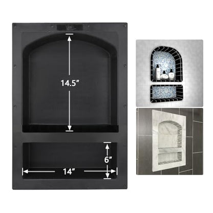 Uni-Green Recessed Shower Niche 17X25 Arch Double Shelf-Shower Cube for Organizer Storage or Shampoo and Toiletry Storage