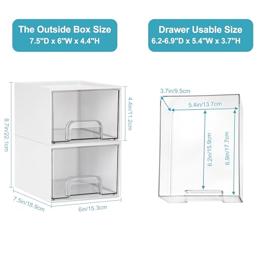 Vtopmart 4 Pack Small Stackable Storage Drawers, White | Bathroom Makeup Accessories Organizer, Plastic Bins For Desk, Vanity, Undersink, Medicine Cabinet ,Home Organization - style: 4pack-White