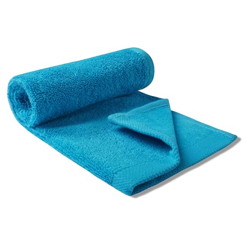 Fingertip Hand Towel | Absorbent |11x18 | Terry Velour Premium Washcloths, Bathroom use, 100% Cotton, Face, fingertip, Soft, Guest Towels (Pack of 4) (4, Turquoise) - color: Turquoise