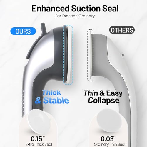 2PK Grab Bars for Shower Handle, Elderly Assistance Products Silver | Seniors Removable Bar Safety, Suction Cup for Bathtubs and Showers/Bathroom/Walls, Heavy Duty Handrails Grip, No Drilling - color: Silk Silver-2 PACK
