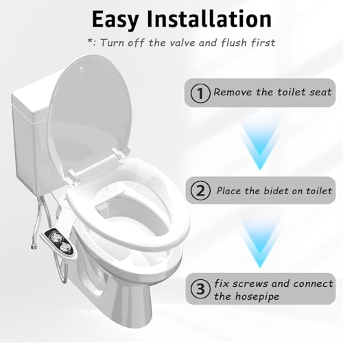 Aünsffer Bidet Toilet Attachment, Toilet Bidet Cold Water No-Electric, 3 Wash Modes Female Wash/Bidet Wash/Self-Cleaning, Super-Slim Design, 2 Years Support, Black - color: Black