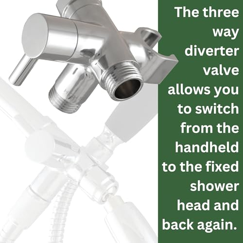 High Sierra® Lead-Free Metal 3-way Combo Shower Kit. Built in Diverter Valve Effortlessly Diverts Flow from the Fixed Shower Head to the Handheld and back - Low Flow 1.8 GPM-Polished Brass - color: Polished Brass, size: 1.8 GPM