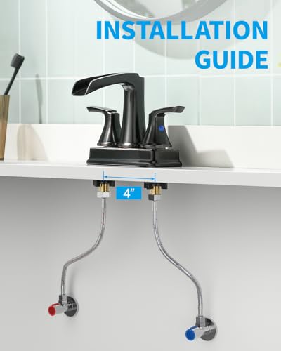 Fapully Oil Rubbed Bronze Bathroom Faucet, Waterfall 4 Inch Centerset | Mudroom Faucet, Lead-Free Brass, Faucet for Bathroom Sink with Pop-up Drain, Bathroom Sink Faucet - color: Oil Rubbed Bronze