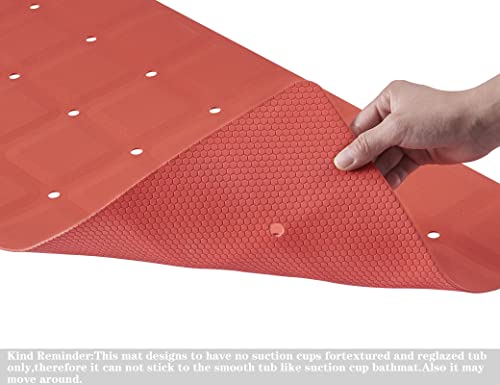 Webos Foldable Non Slip Silicon Bath Mat Bathtub mat Shower mats no Suction Cups for Textured Tub and Reglazed Tub(Foldable-Red, 28-inch x 14-inch) - color: Foldable-red