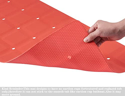 Webos Foldable Non Slip Silicon Bath Mat Bathtub mat Shower mats no Suction Cups for Textured Tub and Reglazed Tub(Foldable-Red, 28-inch x 14-inch) - color: Foldable-red