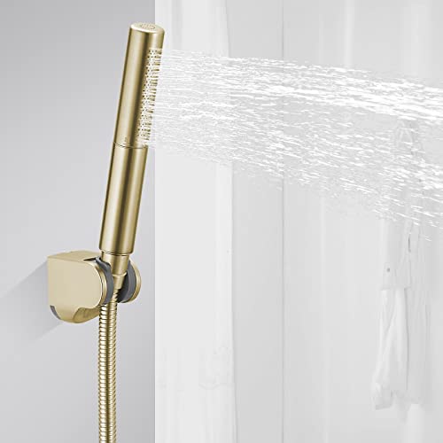 Handheld Shower Head Sprayer Shower Wand Hand Shower Showerhead Gold | High Pressure Showerhead, Hand Held, Brass Shower Head, Wall Mounted, 60 In Stainless Steel Shower Hose - color: Gold
