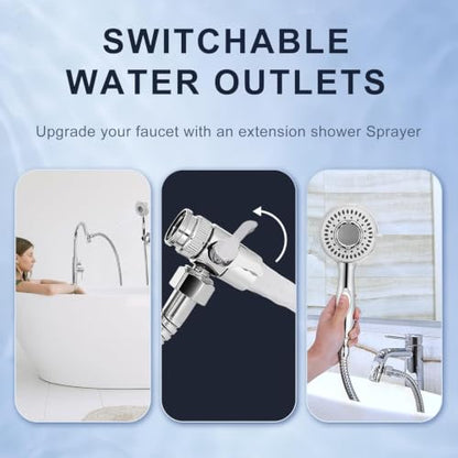 Shower Head Sink - Faucet Bathtub, Hose Sprayer Attachment with 9 Adapters, 79" Hose for Hair Washing, Pet Dog Rinse & Baby Bath, ON/OFF Extension for Tub Faucet, Utility Sink, Laundryroom, Garden | 79" Hose for Hair Washing, Pet Dog Rinse & Bath, ON/OFF