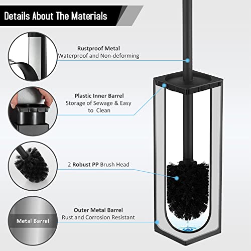 Stainless Steel Toilet Bowl Brush and Holder for Bathroom Storage Organization - color: Matte Black