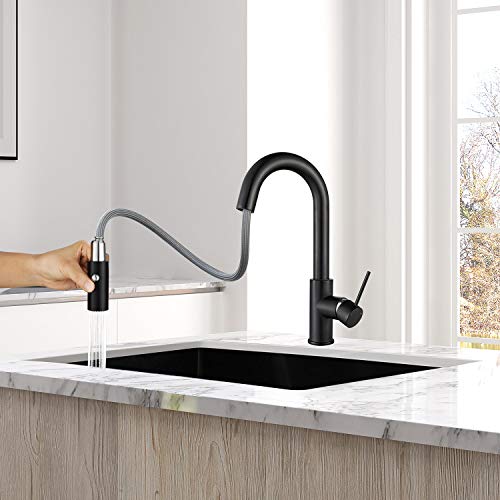 AS59MBS Matte Black Bar Faucet or Prep Kitchen Sink Faucet with Pull Down Sprayer and Single Handle - color: Matte Black, style: Classic