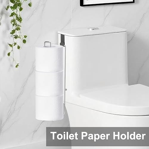 Silver Toilet Paper Holder with 3 Rolls Reserve, Stainless Steel Toilet Paper Holder Wall Mount, Over The Tank Bathroom Organization, Brushed Nickel and Chrome Tissue Holder for RV, Restrooms, 1Pcs - color: Silver, 1pcs, 12.99in