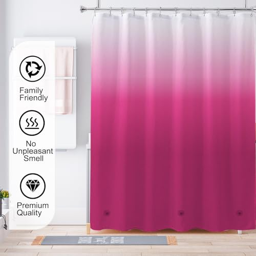 TIKABC Shower Curtain Liner, 4G PEVA Shower Liner, Plastic Waterproof Shower Curtains, with Grommet Holes and 3 Magnetic Weights(Gradient Red) - color: Gradient Red