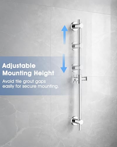All Metal Shower Slide Bar with Adjustable Handheld Shower Head Holder, 25 Inch SUS304 Stainless Steel Shower Rail, Replacement for RV, Camper, Hotel & Bathroom, Polished Chrome - color: CH