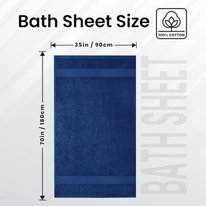 Infinitee Xclusives – Luxury Bath Sheets Towels – 1 Pack 600 GSM (35X70 Inches) – 100% Ring Spun Cotton Large Bath Towels for Bathroom (Tranquil Navy, Bath Sheets - Pack 1) - color: Tranquil Navy, size: Bath Sheet - 1 Pack