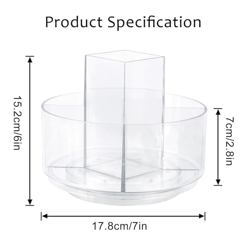 360° Rotating Makeup Organizer Clear Lazy Susan Organizer for Vanity, Cosmetic Display Cases for Bathroom Countertop, Makeup Storage Organizer, Desktop Dresser Sundries Storage Boxes