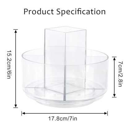 360° Rotating Makeup Organizer Clear Lazy Susan Organizer for Vanity, Cosmetic Display Cases for Bathroom Countertop, Makeup Storage Organizer, Desktop Dresser Sundries Storage Boxes