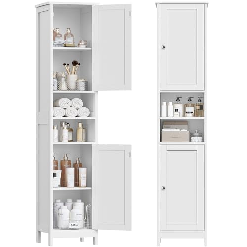 67" Tall Bathroom Cabinet with Adjustable Shelves and Doors, Narrow Bathroom Storage Cabinet for Small Space, Living Room, Entryway, Kitchen, White - color: White