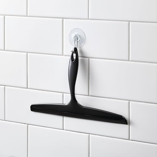 iDesign Bathroom Plastic Shower Squeegee, Black | Wall Hook Included - color: Black, style: Pack of 1