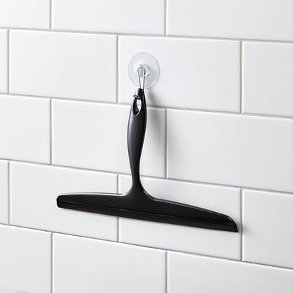 iDesign Bathroom Plastic Shower Squeegee, Black | Wall Hook Included - color: Black, style: Pack of 1