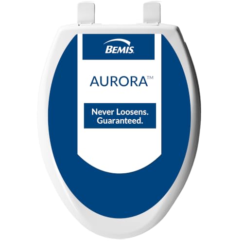 Bemis Aurora Slow Close Toilet Seat, Easy Clean Hinges and Adjustable Perfect Fit Plastic Seat, Made in USA, Elongated, White - color: White, size: Elongated
