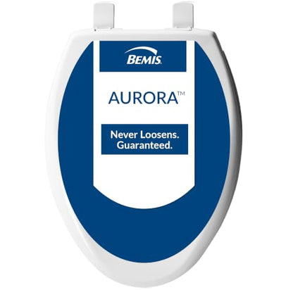 Bemis Aurora Slow Close Toilet Seat, Easy Clean Hinges and Adjustable Perfect Fit Plastic Seat, Made in USA, Elongated, White - color: White, size: Elongated