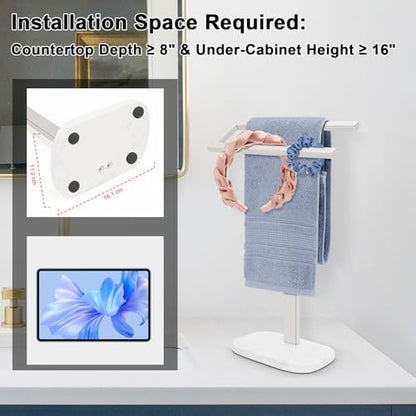Livabber Standing Hand Towel Holder, 304 Stainless Steel Hand Towel Rack Stand with Heavy Marble Base, Bath Accessories, Towel Ring for Bathroom Kitchen Countertop, 14 Inch (Chrome) - color: Chrome