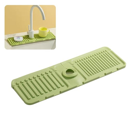Faucet Mat for Kitchen Sink - 2024 Upgraded Premium Silicone Splash Guard with Fast Drying Properties - Protective Sink Tray Ideal for Stone Sinks in Kitchen & Bathroom (1, Green) - color: Green