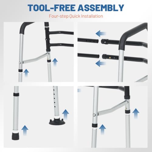 Toilet Safety Rails for Seniors 350 lb, Adjustable Toilet Safety Frame with Handles, Foldable Aluminum Toilet Support Rails, Non-Slip Bathroom Safety Rail for Elderly, Disabled & Limited Mobility - size: Toilet Safety Rails