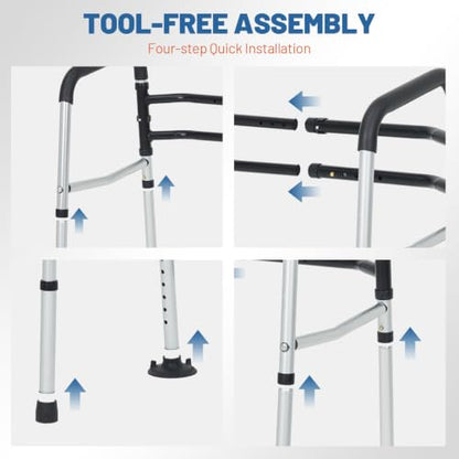 Toilet Safety Rails for Seniors 350 lb, Adjustable Toilet Safety Frame with Handles, Foldable Aluminum Toilet Support Rails, Non-Slip Bathroom Safety Rail for Elderly, Disabled & Limited Mobility - size: Toilet Safety Rails