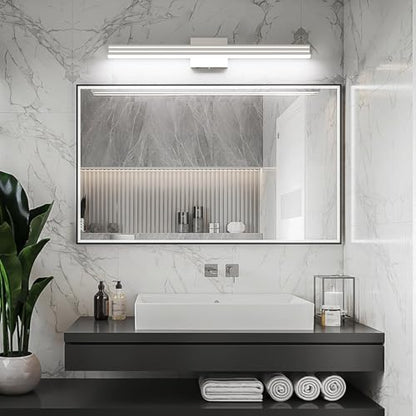 Ralbay 31.5inch Brushed Nickel Vanity Light with 5 Color Temperature (2700K-6000K) Dimmable Acrylic Metal 30W LED Modern Bathroom Light Fixtures - color: Brushed Nickel, size: 32 inch